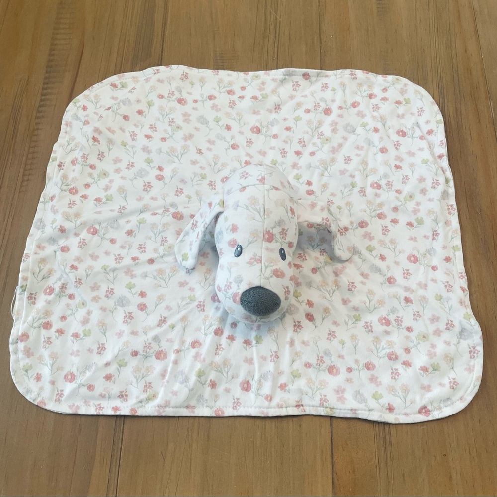 babycottons Lovey Dog Floral Puppy Baby Toy Plush Blanket Pima Cotton